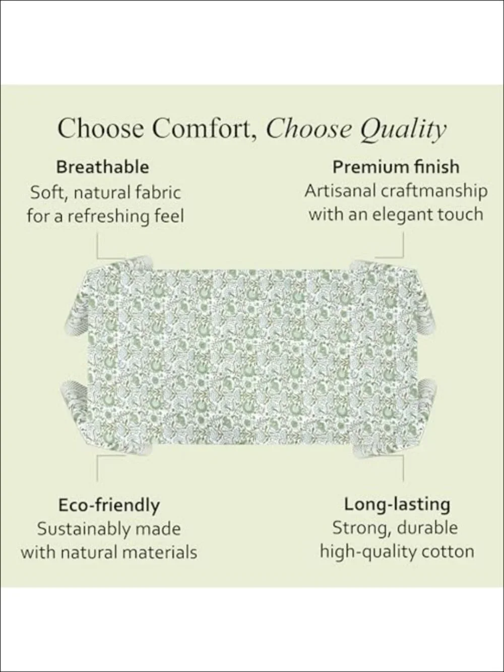 Hand Block Print 100% Cotton Tablecloth 60x60 Square Dining Table Cover